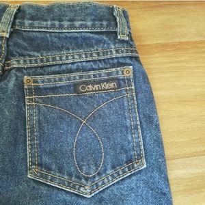 Vintage Calvin Klein CK 80's 90's Denim Jean Pencil Mini Skirt Waist 24/25"